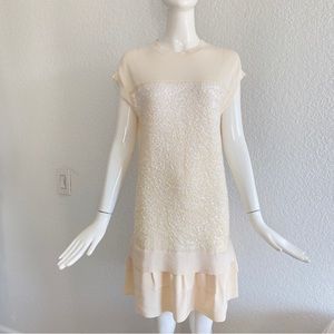 Louis Vuitton Ivory Sequin Embellished shift dress